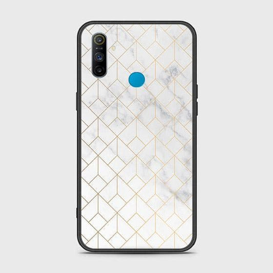 Realme C3 Cover - White Marble Series 2 - HQ Ultra Shine Premium Infinity Glass Soft Silicon Borders Case