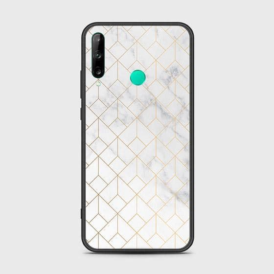 Huawei Y7P Cover - White Marble Series 2 - HQ Ultra Shine Premium Infinity Glass Soft Silicon Borders Case