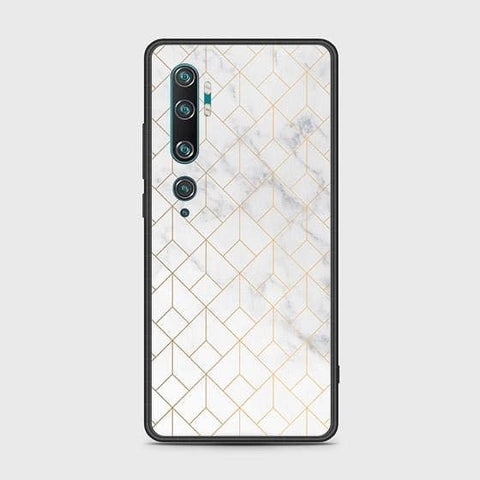 Xiaomi Mi Note 10 Pro Cover - White Marble Series 2 - HQ Ultra Shine Premium Infinity Glass Soft Silicon Borders Case