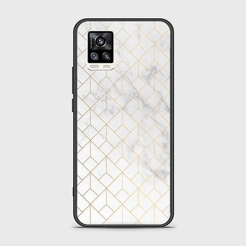 Vivo V20 Cover - White Marble Series 2 - HQ Ultra Shine Premium Infinity Glass Soft Silicon Borders Case