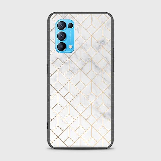 Oppo Find X3 Lite Cover - White Marble Series 2 - HQ Ultra Shine Premium Infinity Glass Soft Silicon Borders Case