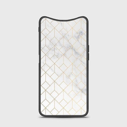 Oppo Find X Cover - White Marble Series 2 - HQ Ultra Shine Premium Infinity Glass Soft Silicon Borders Case