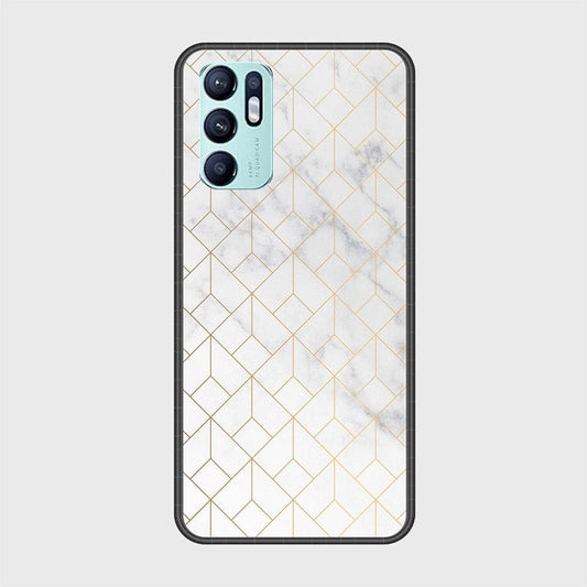 Oppo Reno 6 Cover - White Marble Series 2 - HQ Ultra Shine Premium Infinity Glass Soft Silicon Borders Case