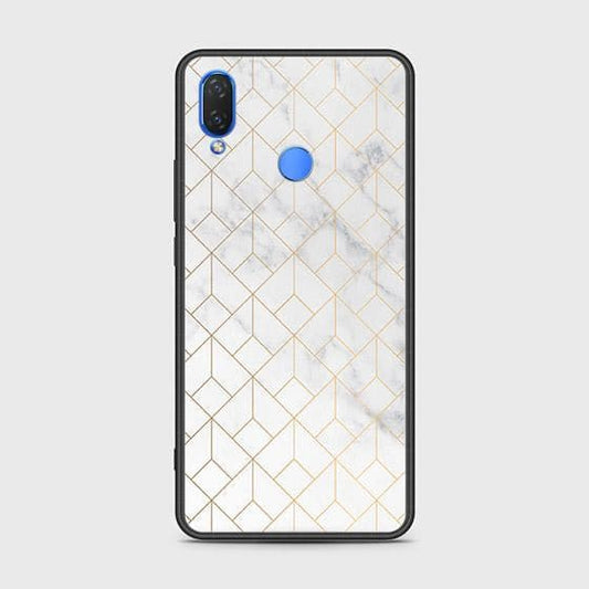 Honor 8C Cover - White Marble Series 2 - HQ Ultra Shine Premium Infinity Glass Soft Silicon Borders Case