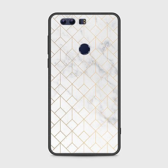 Huawei Honor 8 Cover - White Marble Series 2 - HQ Ultra Shine Premium Infinity Glass Soft Silicon Borders Case