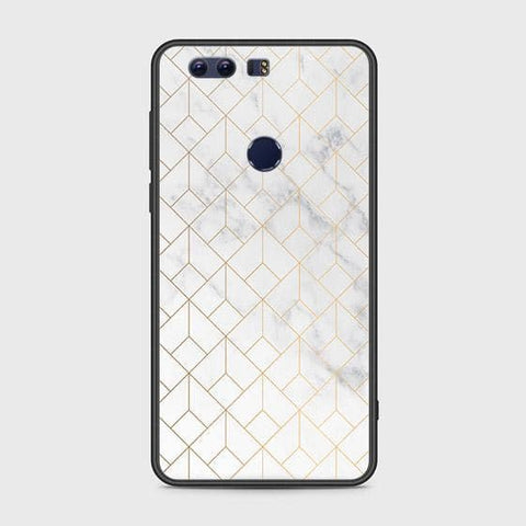 Huawei Honor 8 Cover - White Marble Series 2 - HQ Ultra Shine Premium Infinity Glass Soft Silicon Borders Case