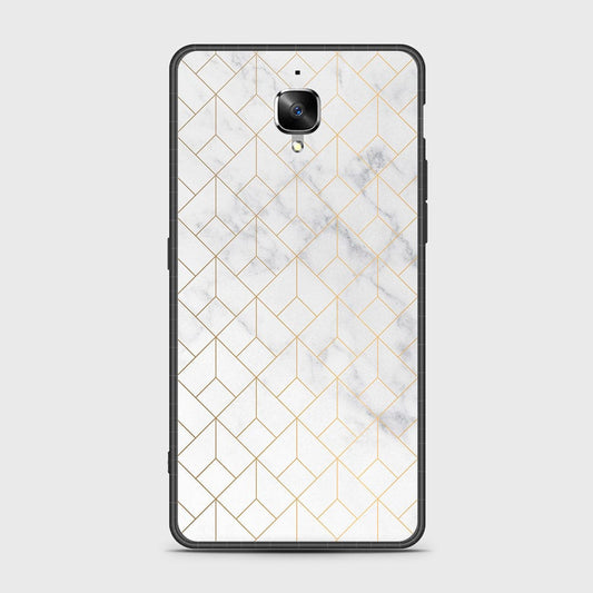 OnePlus 3 Cover- White Marble Series 2 - HQ Ultra Shine Premium Infinity Glass Soft Silicon Borders Case