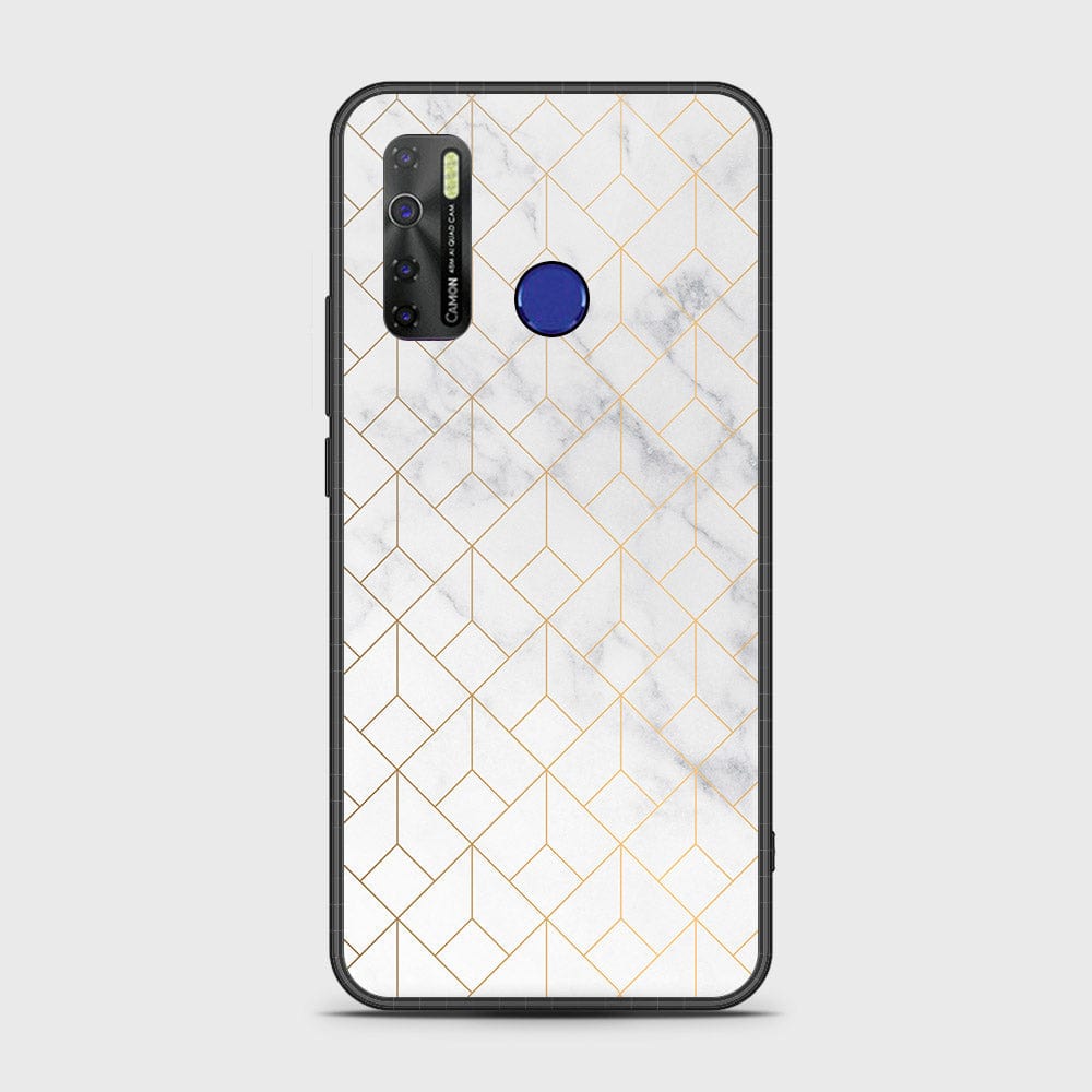 Tecno Spark 5 Cover- White Marble Series 2 - HQ Ultra Shine Premium Infinity Glass Soft Silicon Borders Case