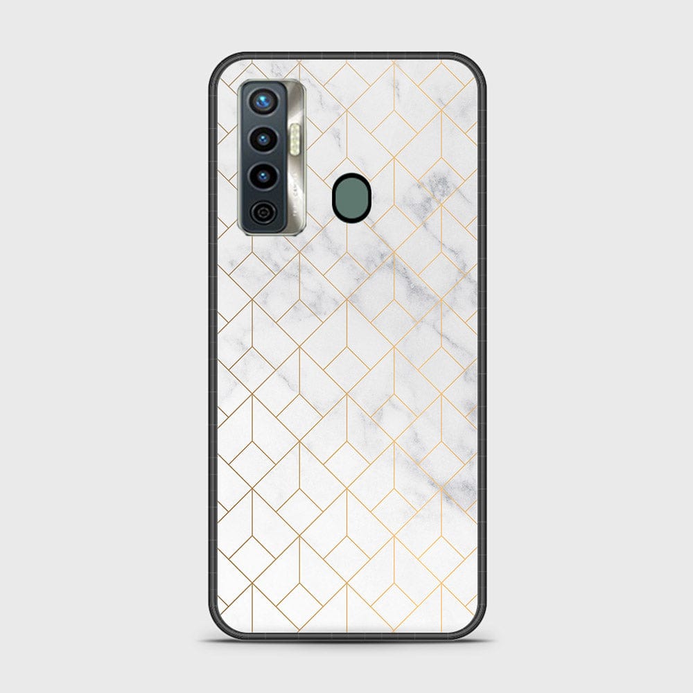 Tecno Camon 17 Cover - White Marble Series 2 - HQ Ultra Shine Premium Infinity Glass Soft Silicon Borders Case