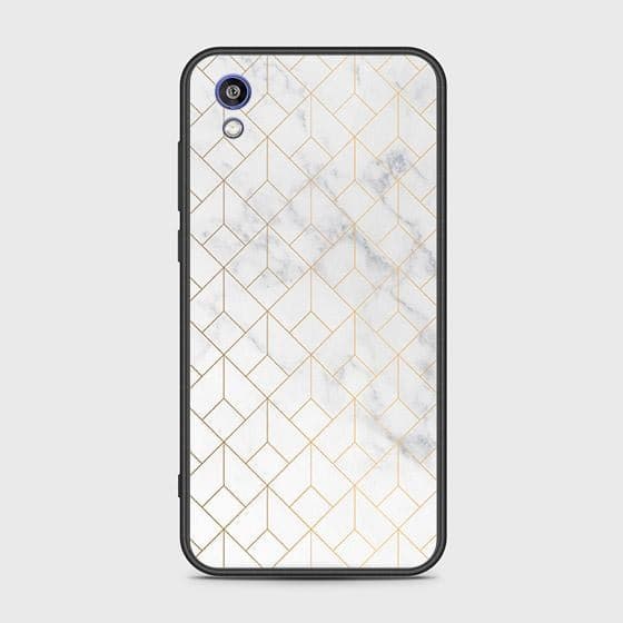 Huawei Y5 2019 Cover - White Marble Series 2 - HQ Ultra Shine Premium Infinity Glass Soft Silicon Borders Case