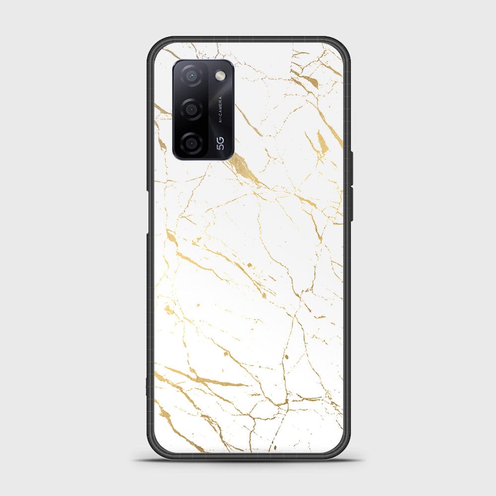 Oppo A55s Cover- White Marble Series 2 - HQ Ultra Shine Premium Infinity Glass Soft Silicon Borders Case