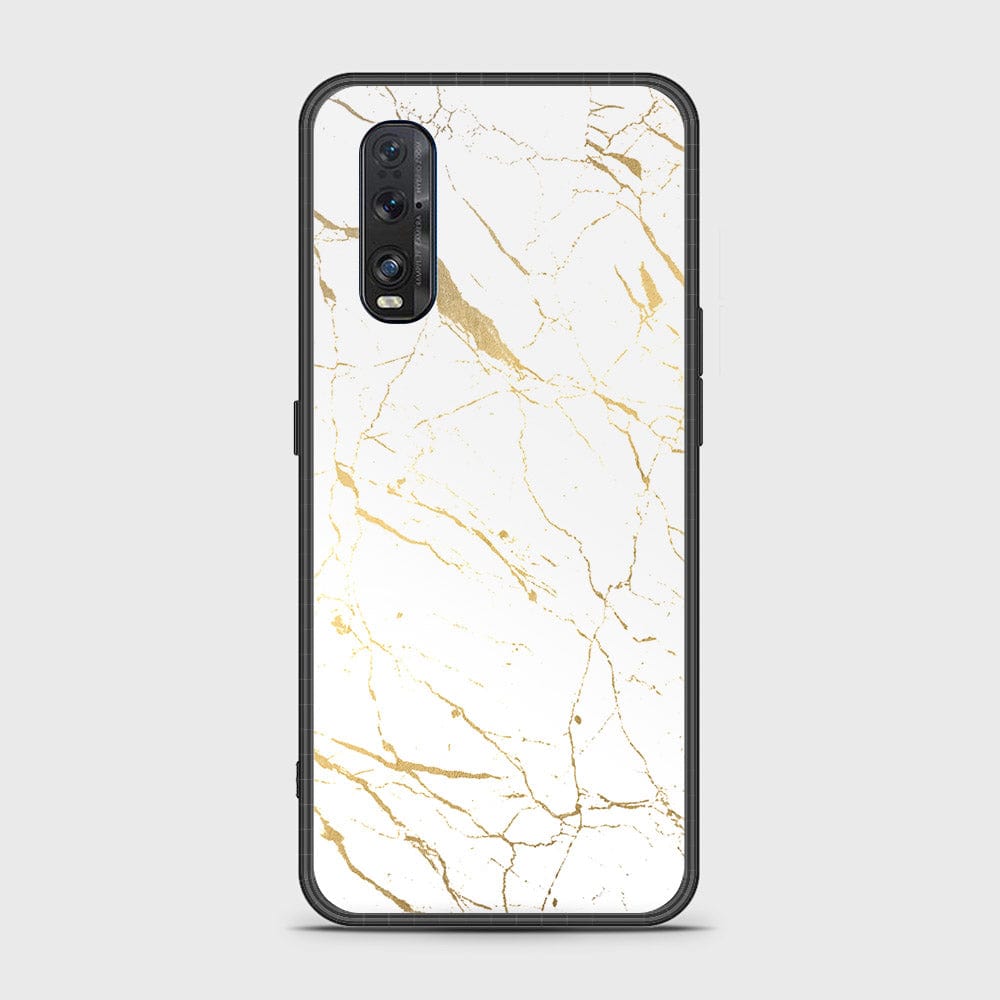 Oppo Find X2 Cover- White Marble Series 2 - HQ Ultra Shine Premium Infinity Glass Soft Silicon Borders Case