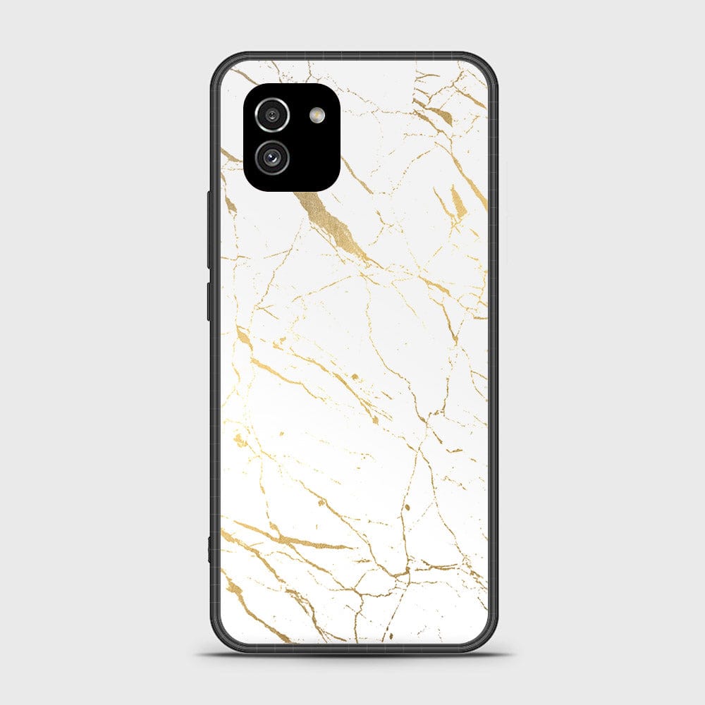 Samsung Galaxy A03 Cover- White Marble Series 2 - HQ Ultra Shine Premium Infinity Glass Soft Silicon Borders Case