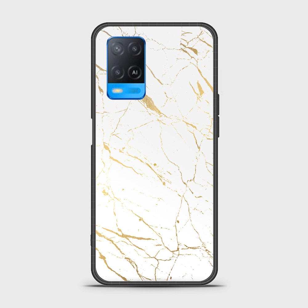 Oppo A54 4G Cover- White Marble Series 2 - HQ Ultra Shine Premium Infinity Glass Soft Silicon Borders Case