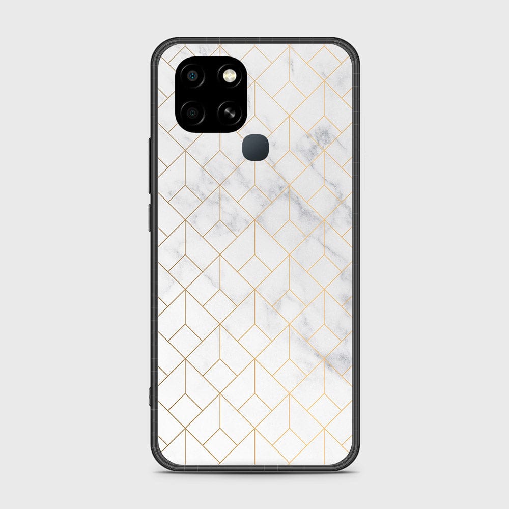 Infinix Smart 6 Cover- White Marble Series 2 - HQ Ultra Shine Premium Infinity Glass Soft Silicon Borders Case