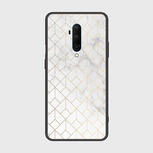 OnePlus 7T Pro Cover - White Marble Series 2 - HQ Ultra Shine Premium Infinity Glass Soft Silicon Borders Case