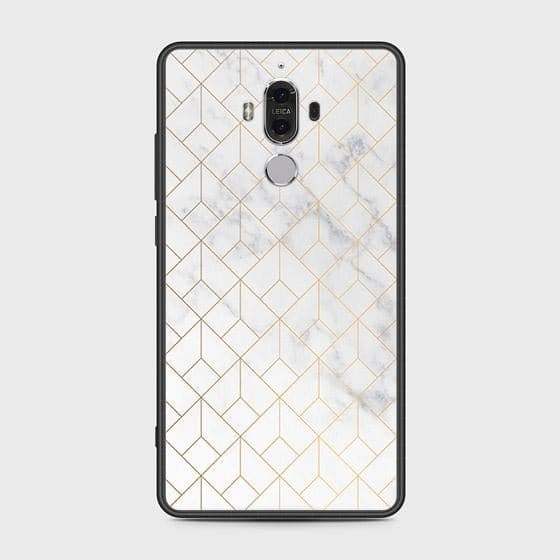 Huawei Mate 9 Cover - White Marble Series 2 - HQ Ultra Shine Premium Infinity Glass Soft Silicon Borders Case