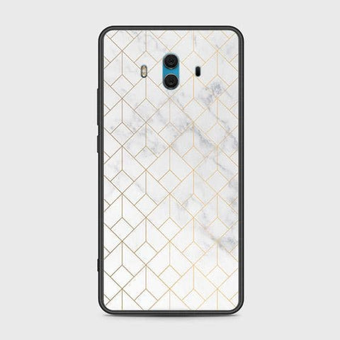 Huawei Mate 10 Cover - White Marble Series 2 - HQ Ultra Shine Premium Infinity Glass Soft Silicon Borders Case