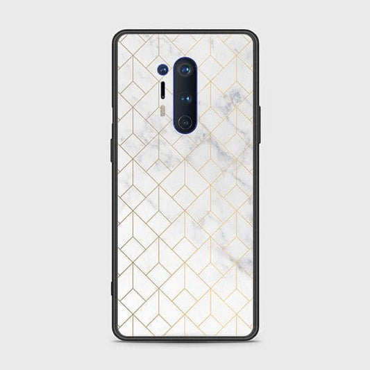 OnePlus 8 Pro Cover - White Marble Series 2 - HQ Ultra Shine Premium Infinity Glass Soft Silicon Borders Case