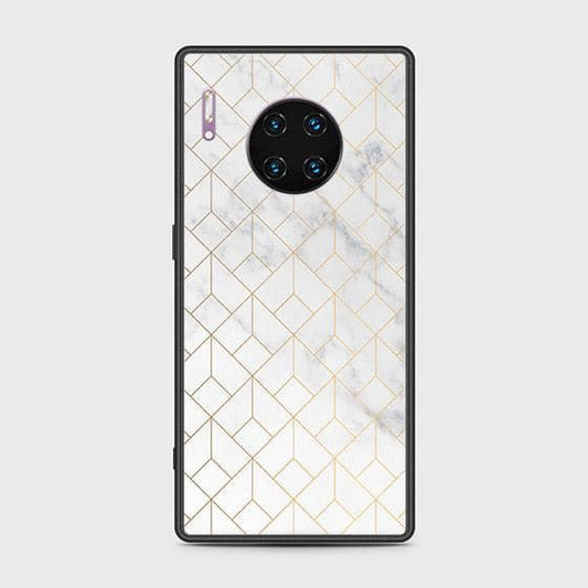 Huawei Mate 30 Pro Cover - White Marble Series 2 - HQ Ultra Shine Premium Infinity Glass Soft Silicon Borders Case