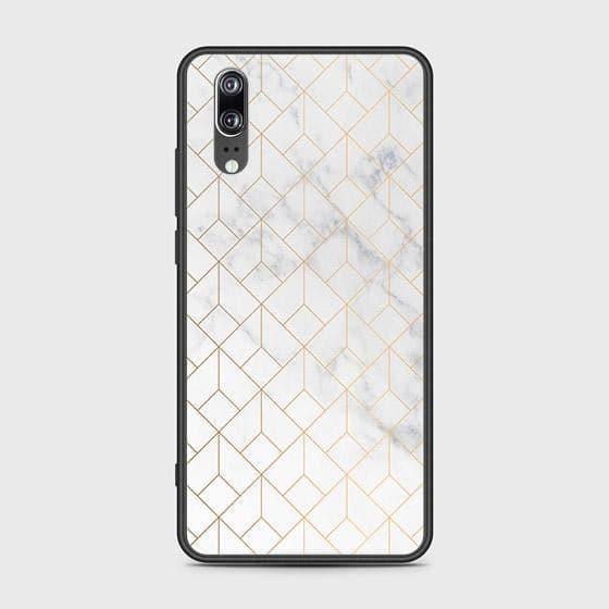 Huawei P20 Cover - White Marble Series 2 - HQ Ultra Shine Premium Infinity Glass Soft Silicon Borders Case