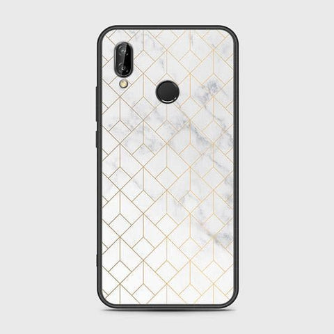 Huawei P20 Lite 2019 Cover - White Marble Series 2 - HQ Ultra Shine Premium Infinity Glass Soft Silicon Borders Case