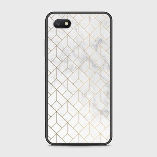 Y5 2018 Cover - White Marble Series 2 - HQ Ultra Shine Premium Infinity Glass Soft Silicon Borders Case
