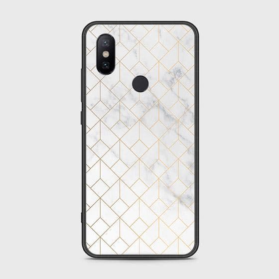 Xiaomi Mi A2 / Mi 6X Cover - White Marble Series 2 - HQ Ultra Shine Premium Infinity Glass Soft Silicon Borders Case