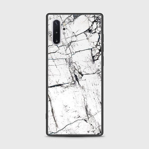 Samsung Galaxy Note 10 Plus Cover - White Marble Series 2 - HQ Ultra Shine Premium Infinity Glass Soft Silicon Borders Case