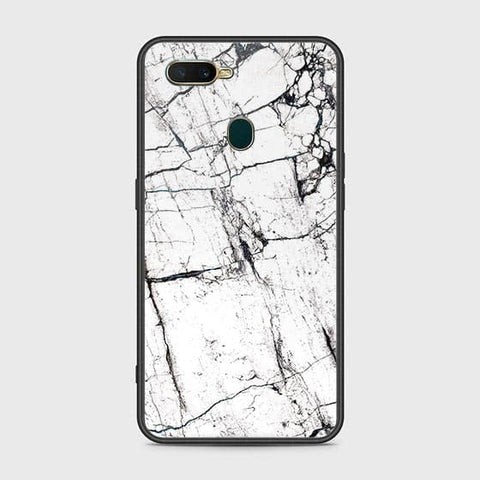 Oppo A7 Cover - White Marble Series 2 - HQ Ultra Shine Premium Infinity Glass Soft Silicon Borders Case