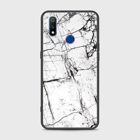 Realme 3i Cover - White Marble Series 2 - HQ Ultra Shine Premium Infinity Glass Soft Silicon Borders Case