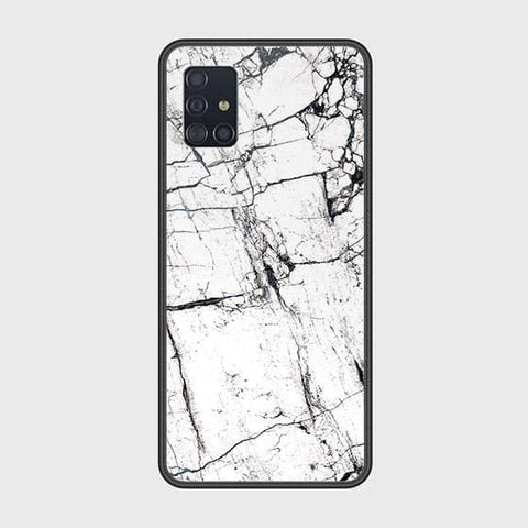 Samsung Galaxy A51 Cover - White Marble Series 2 - HQ Ultra Shine Premium Infinity Glass Soft Silicon Borders Case