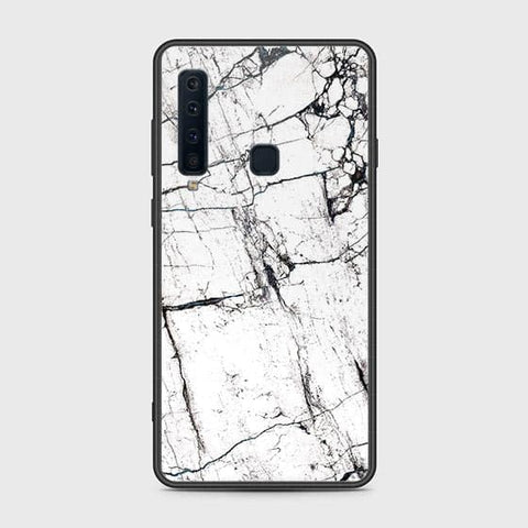 Samsung Galaxy A9 2018 Cover - White Marble Series 2 - HQ Ultra Shine Premium Infinity Glass Soft Silicon Borders Case