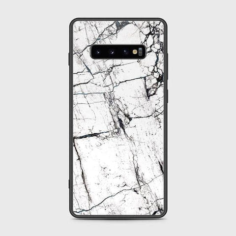 Samsung Galaxy S10 Plus Cover - White Marble Series 2 - HQ Ultra Shine Premium Infinity Glass Soft Silicon Borders Case