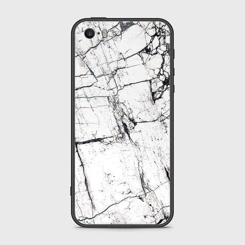 iPhone SE Cover - White Marble Series 2 - HQ Ultra Shine Premium Infinity Glass Soft Silicon Borders Case