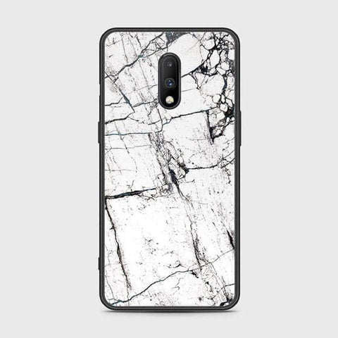 OnePlus 6T Cover - White Marble Series 2 - HQ Ultra Shine Premium Infinity Glass Soft Silicon Borders Case