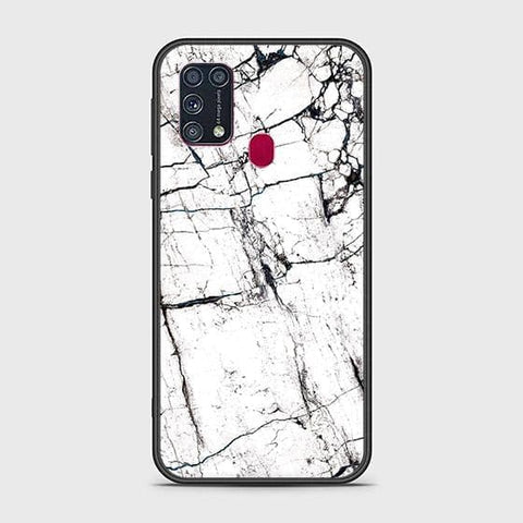 Samsung Galaxy M21 Cover - White Marble Series 2 - HQ Ultra Shine Premium Infinity Glass Soft Silicon Borders Case