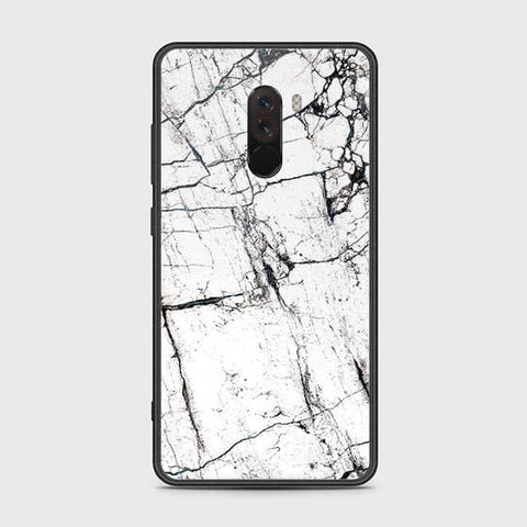Xiaomi Pocophone F1 Cover - White Marble Series 2 - HQ Ultra Shine Premium Infinity Glass Soft Silicon Borders Case