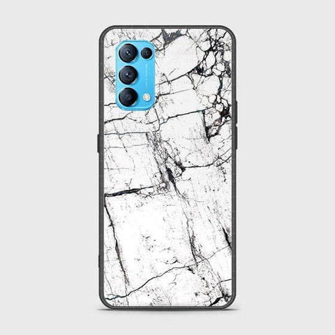 Oppo Find X3 Lite Cover - White Marble Series 2 - HQ Ultra Shine Premium Infinity Glass Soft Silicon Borders Case