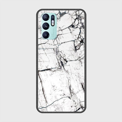 Oppo Reno 6 Cover - White Marble Series 2 - HQ Ultra Shine Premium Infinity Glass Soft Silicon Borders Case