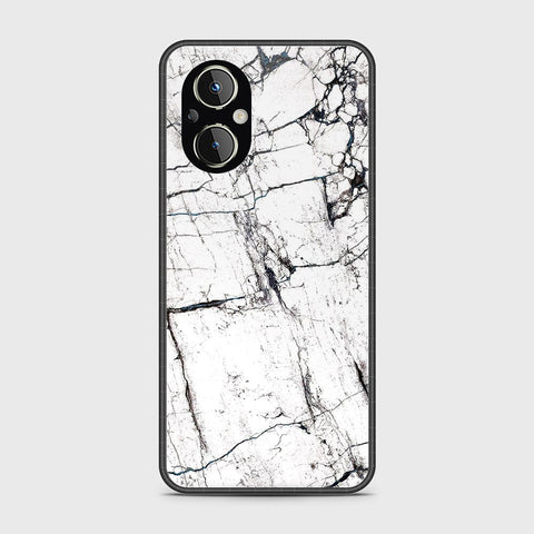 Oppo A96 5G Cover- White Marble Series 2 - HQ Ultra Shine Premium Infinity Glass Soft Silicon Borders Case