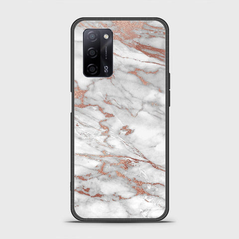 Oppo A55s Cover- White Marble Series 2 - HQ Ultra Shine Premium Infinity Glass Soft Silicon Borders Case