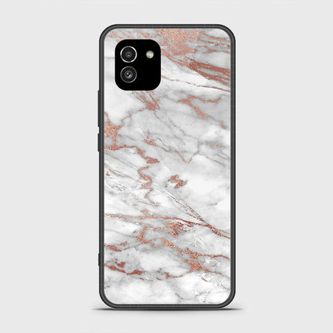 Samsung Galaxy A03 Cover- White Marble Series 2 - HQ Ultra Shine Premium Infinity Glass Soft Silicon Borders Case