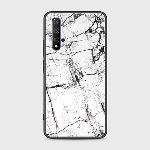 Honor 20 Cover - White Marble Series 2 - HQ Ultra Shine Premium Infinity Glass Soft Silicon Borders Case