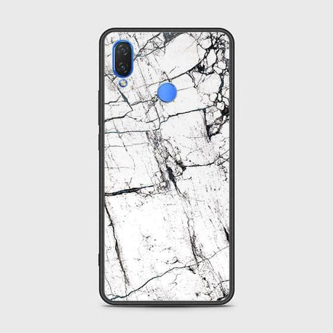 Huawei Y9 2019 Cover - White Marble Series 2 - HQ Ultra Shine Premium Infinity Glass Soft Silicon Borders Case