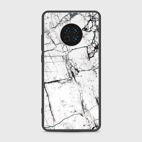 Huawei Mate 30 Cover - White Marble Series 2 - HQ Ultra Shine Premium Infinity Glass Soft Silicon Borders Case
