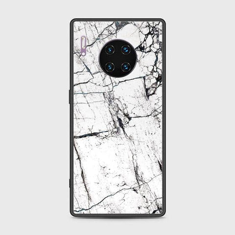 Huawei Mate 30 Pro Cover - White Marble Series 2 - HQ Ultra Shine Premium Infinity Glass Soft Silicon Borders Case