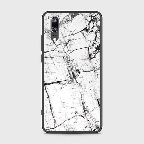 Huawei P20 Cover - White Marble Series 2 - HQ Ultra Shine Premium Infinity Glass Soft Silicon Borders Case