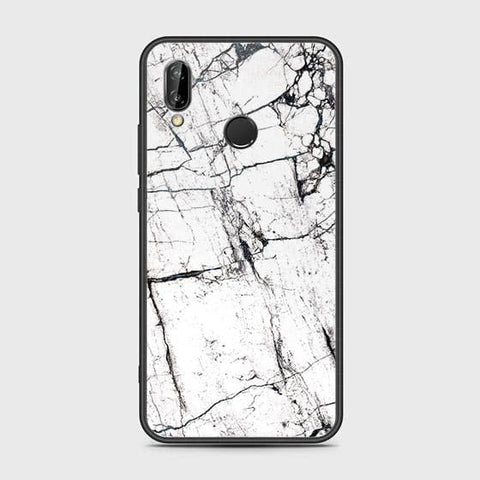 Huawei P20 Lite 2019 Cover - White Marble Series 2 - HQ Ultra Shine Premium Infinity Glass Soft Silicon Borders Case