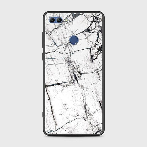 Huawei Y9 2018 Cover - White Marble Series 2 - HQ Ultra Shine Premium Infinity Glass Soft Silicon Borders Case